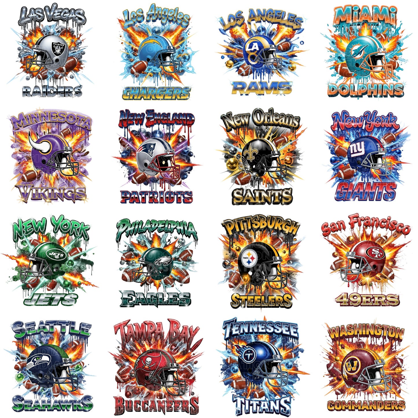 32 NFL Fiery Helmet PNG Bundle – High‑Resolution Flaming Football Helmet Clipart | Instant Download